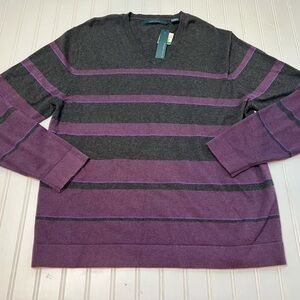 Perry Ellis Principles V-Neck Pullover Wool Blend Sweater Men Large NEW 829